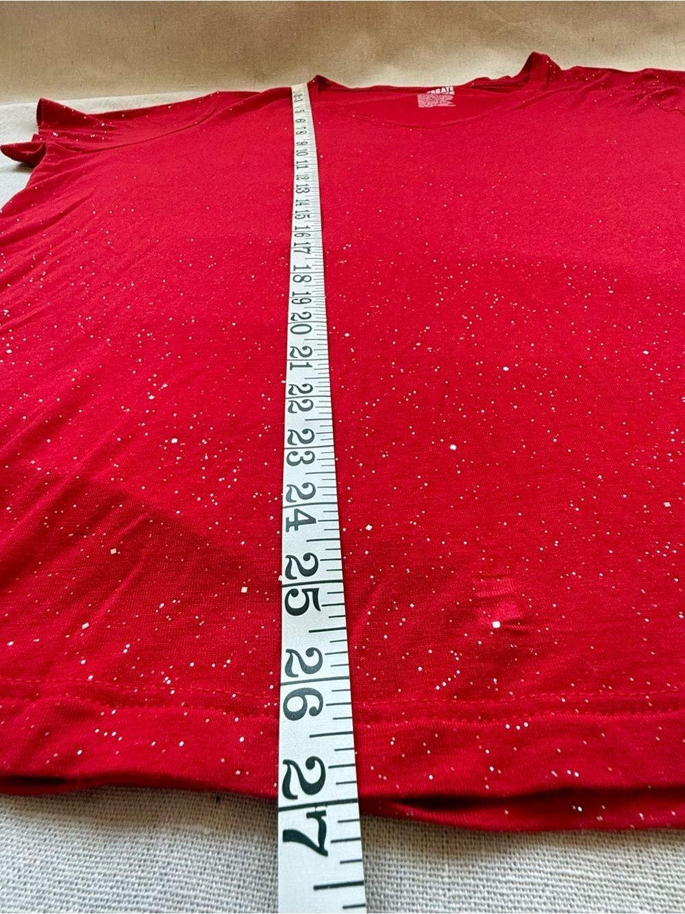 Celebrate Together Red Silver Sparkle V Neck Short Sleeve Tee Top Plus Size XXL - Picture 9 of 10